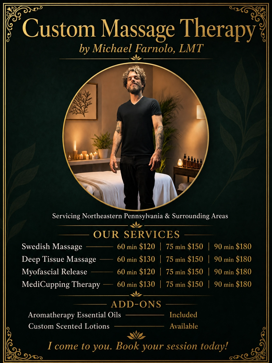 Custom Massage Therapy by Michael Farnolo — Services Menu